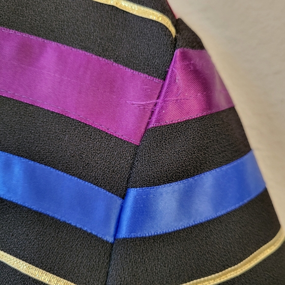 VTG Maggy London Evening Party Dress Sz 14 Long Maxi 90s Colorful Satin Stripes - Picture 8 of 15
